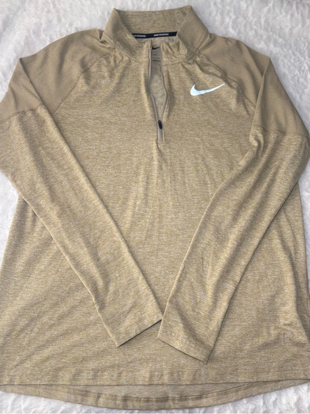 Nike Gold Heather Dri-FIT Quarter-Zip Running Top